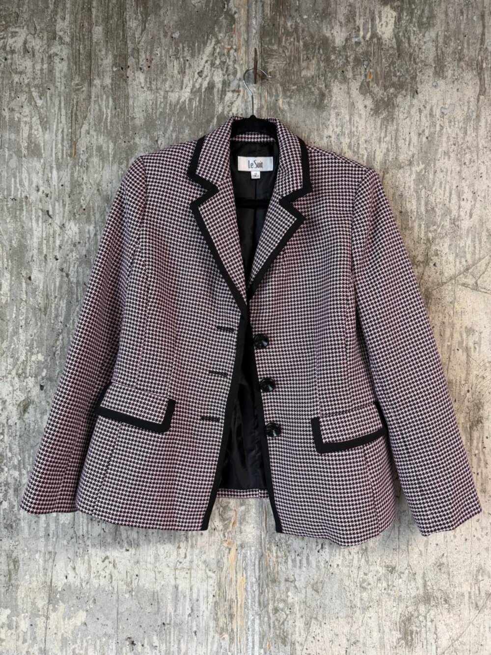 LE SUIT Women's Houndstooth Print Button Front Blazer Size 10